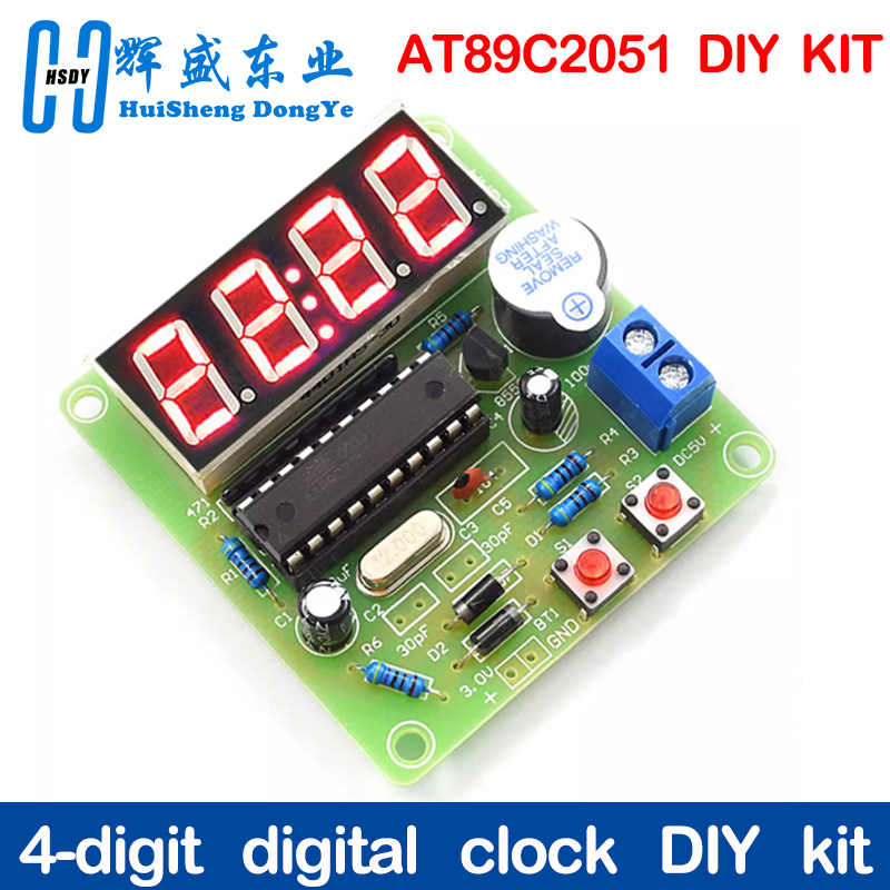 Diy Electronics Com - AT89C2051 Digital 4 Bits Electronic Clock