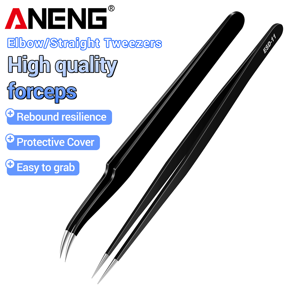 Smd Solder Paste - ANENG Stainless Steel Tweezers Curved Straight