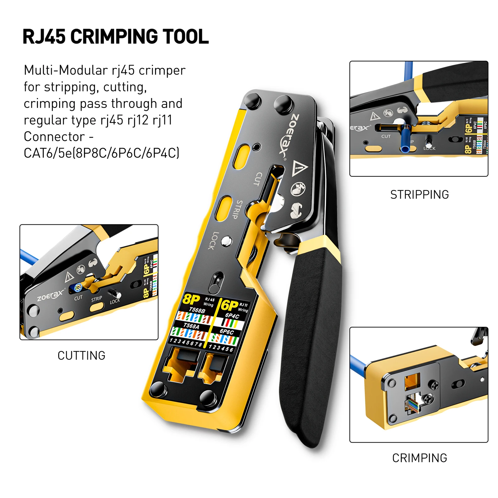 ZoeRax RJ45 CAT6 CAT5E Crimp T - Wire Stripper Cutter ulasan dan harga