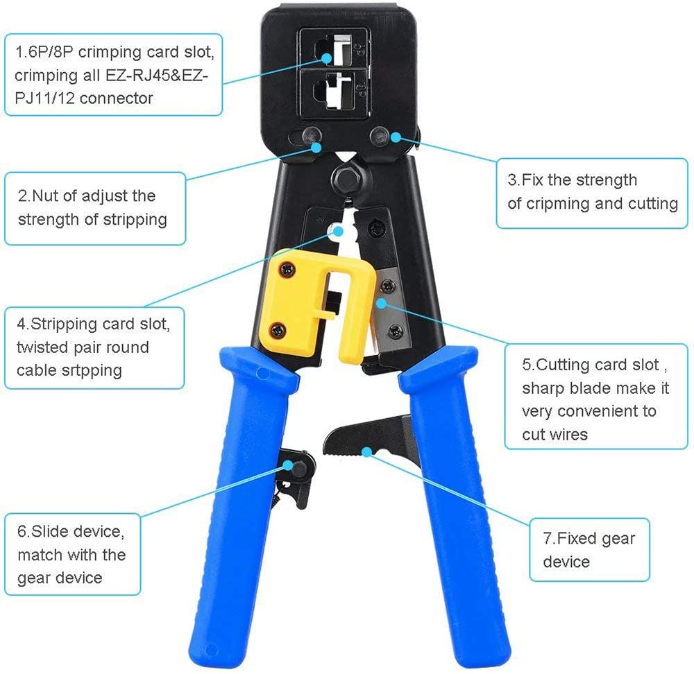 ZoeRax RJ45 Crimper for Pass-T - Wire Stripper Cutter ulasan dan harga