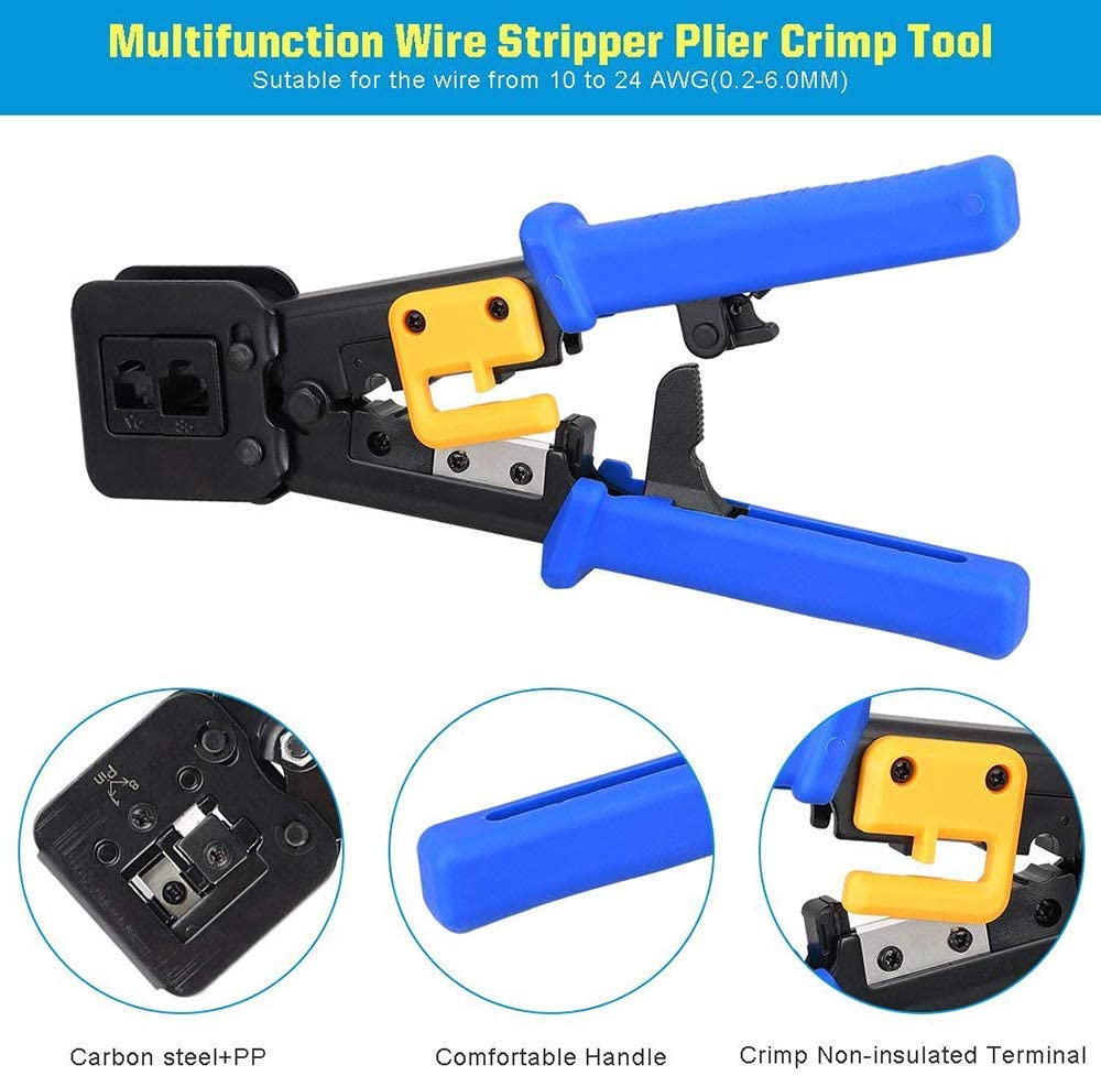 ZoeRax RJ45 Crimper for Pass-T - Wire Stripper Cutter ulasan dan harga